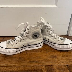 Converse Chuck Taylor All Star Lift Platform High Top Light Grey Youth Size 3